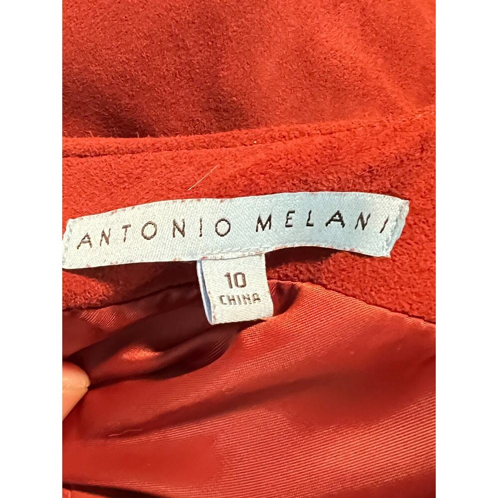 Antonio Melani EUC Rust Suede Sleeveless Rounded Neckline Midi Dress Size 10 - Picture 8 of 9